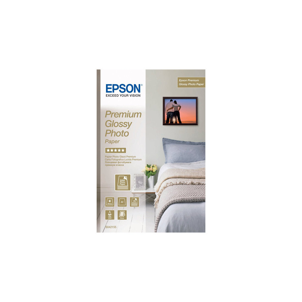 EPSON S042155 Premium brillant photo  papier inkjet 255g/m2 A4 15 feuilles pack de 1
