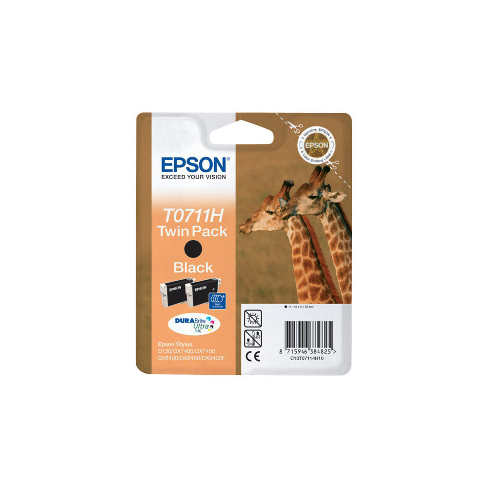 EPSON 6LB T0711 ink cartridge black high capacity 2 x 11.1ml 2-pack blister without alarm