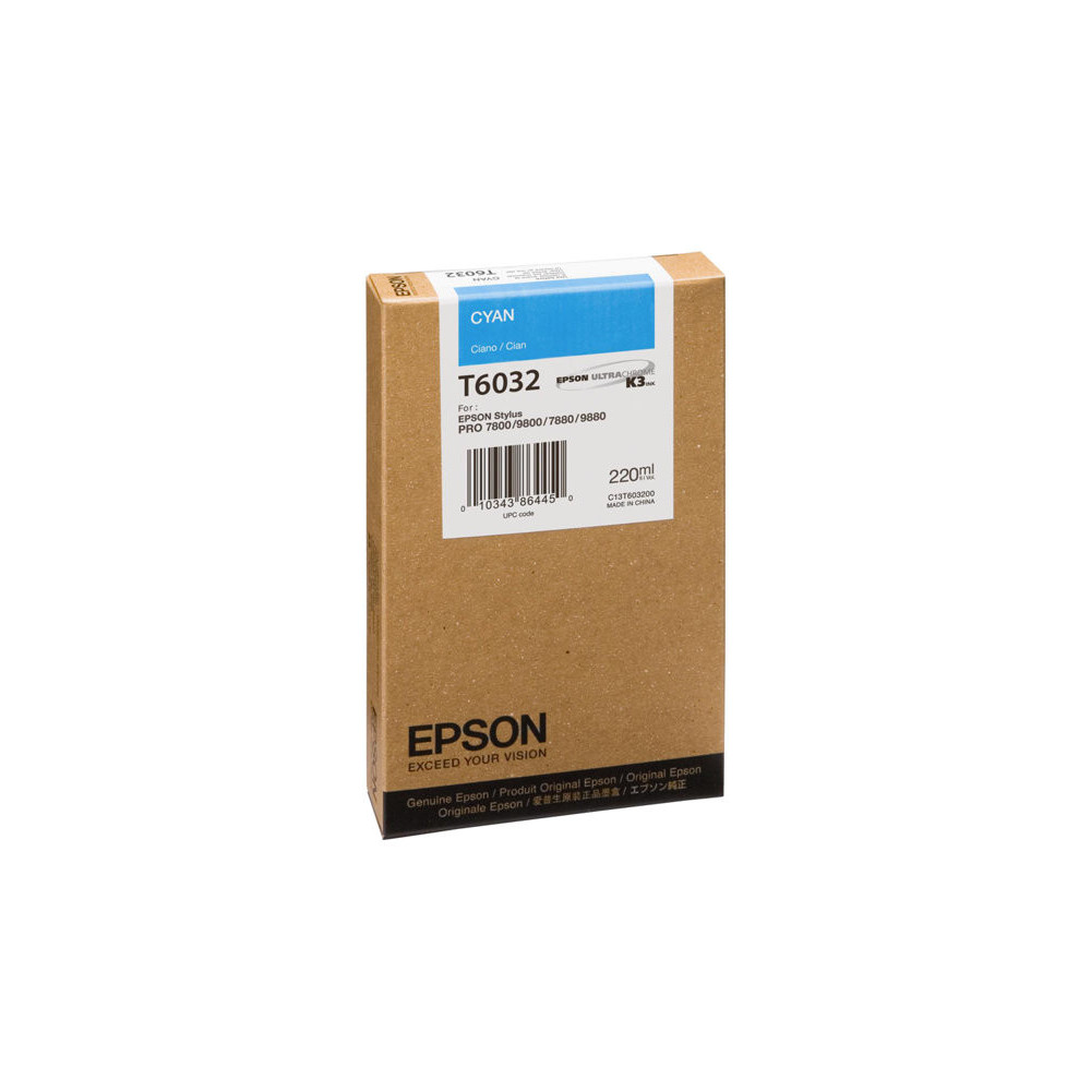 EPSON T6032 cartouche dencre cyan capacité standard 220ml pack de 1