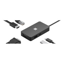 MICROSOFT Surface - USB-C Travel Hub - Station d'accueil - USB 3.2 - VGA - HDMI - Ethernet - GigE - 20cm - Noir