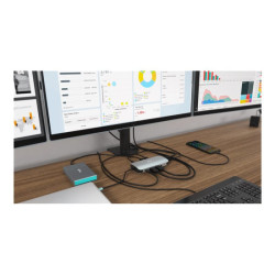 I-TEC USB-C Metal Nano Dock 2xDP 1xHDMI 1xGLAN 1xAudio/Mic 2xUSB 3.1 2xUSB 2.0 1xUSB-C Data 1xUSB-C, sans alimentation fournie