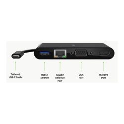 BELKIN Adaptateur Hub USB-C HDMI VGA RJ45 100w PD