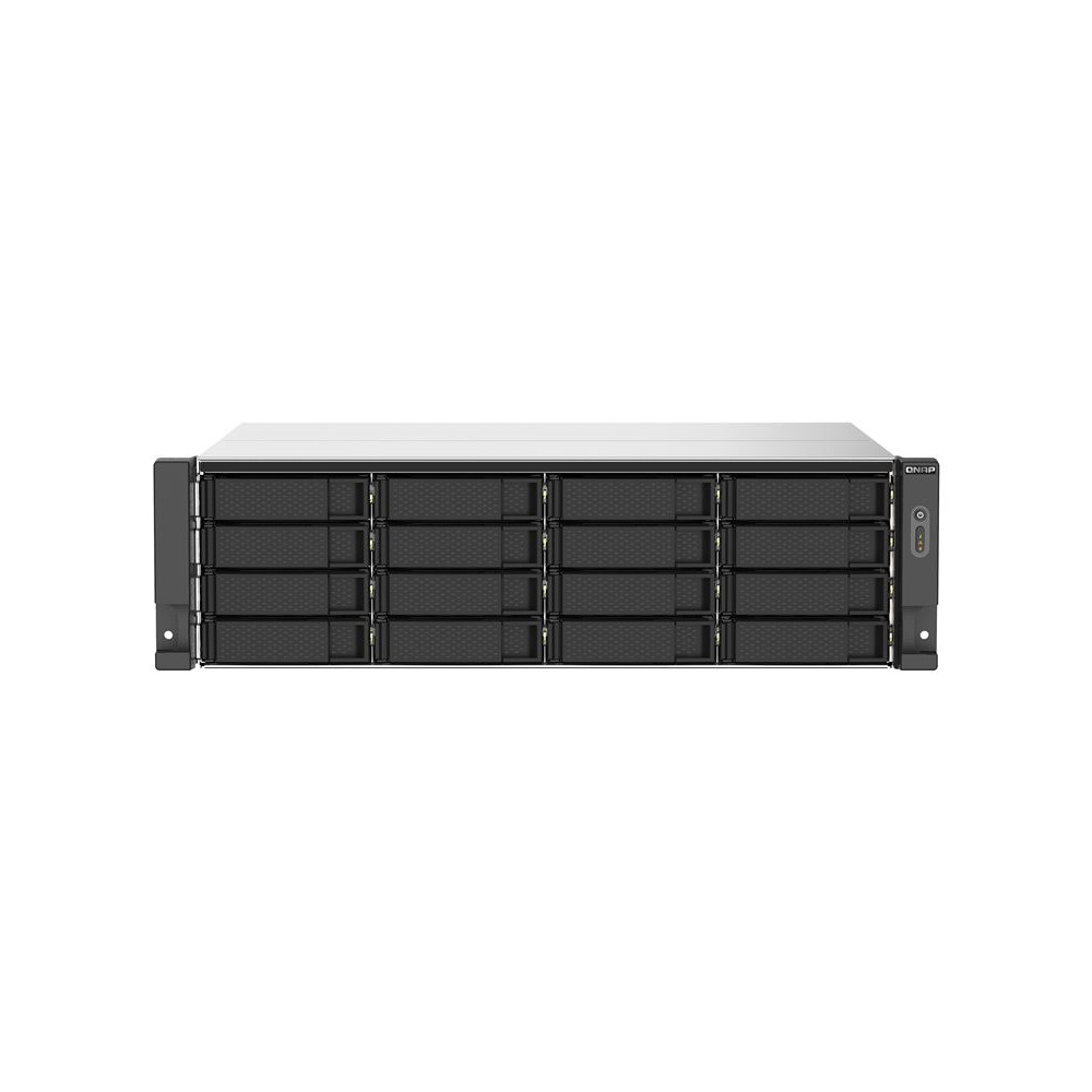 QNAP 16-bay Rackmount NAS AMD Ryzen V1000 series V1500B 4C/8T 2.2GHz 16Go DDR4 RAM 2x2.5GbE LAN optional 10GbE & M.2 NVMe/SATA