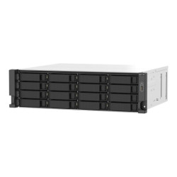 QNAP 16-bay Rackmount NAS AMD Ryzen V1000 series V1500B 4C/8T 2.2GHz 16Go DDR4 RAM 2x2.5GbE LAN optional 10GbE & M.2 NVMe/SATA