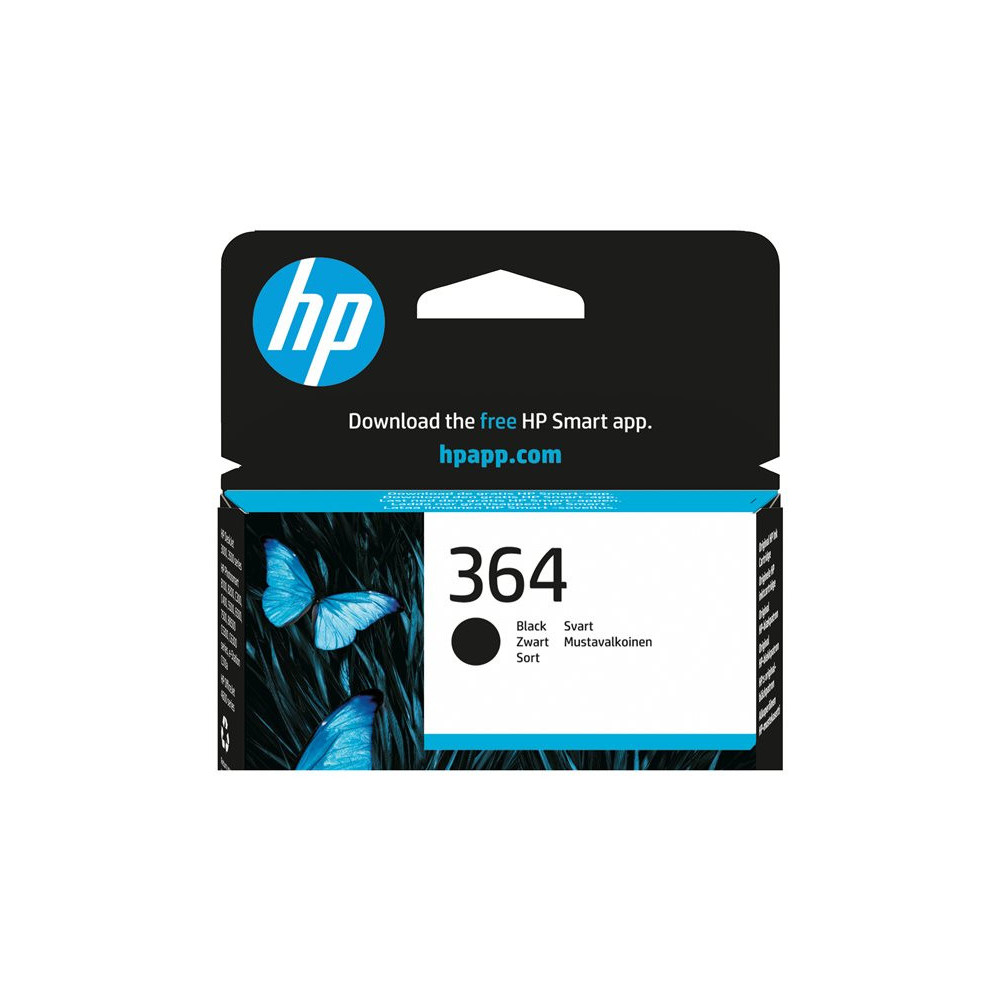 HP 364 original Ink cartridge CB316EE BA1 black standard capacity 6ml 250 pages 1-pack with Vivera Ink cartridge