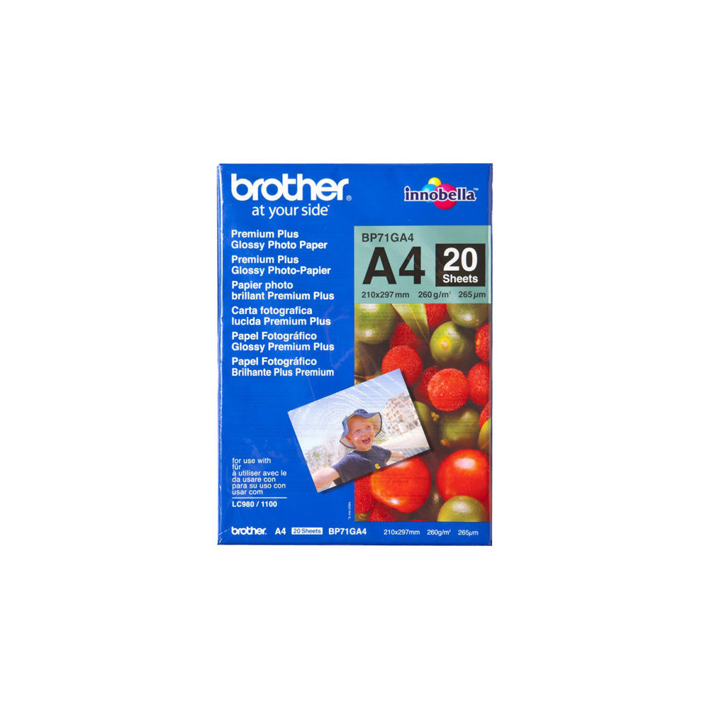 BROTHER brillant photo  papier blanc 260g/m2 A4 20 feuilles pack de 1
