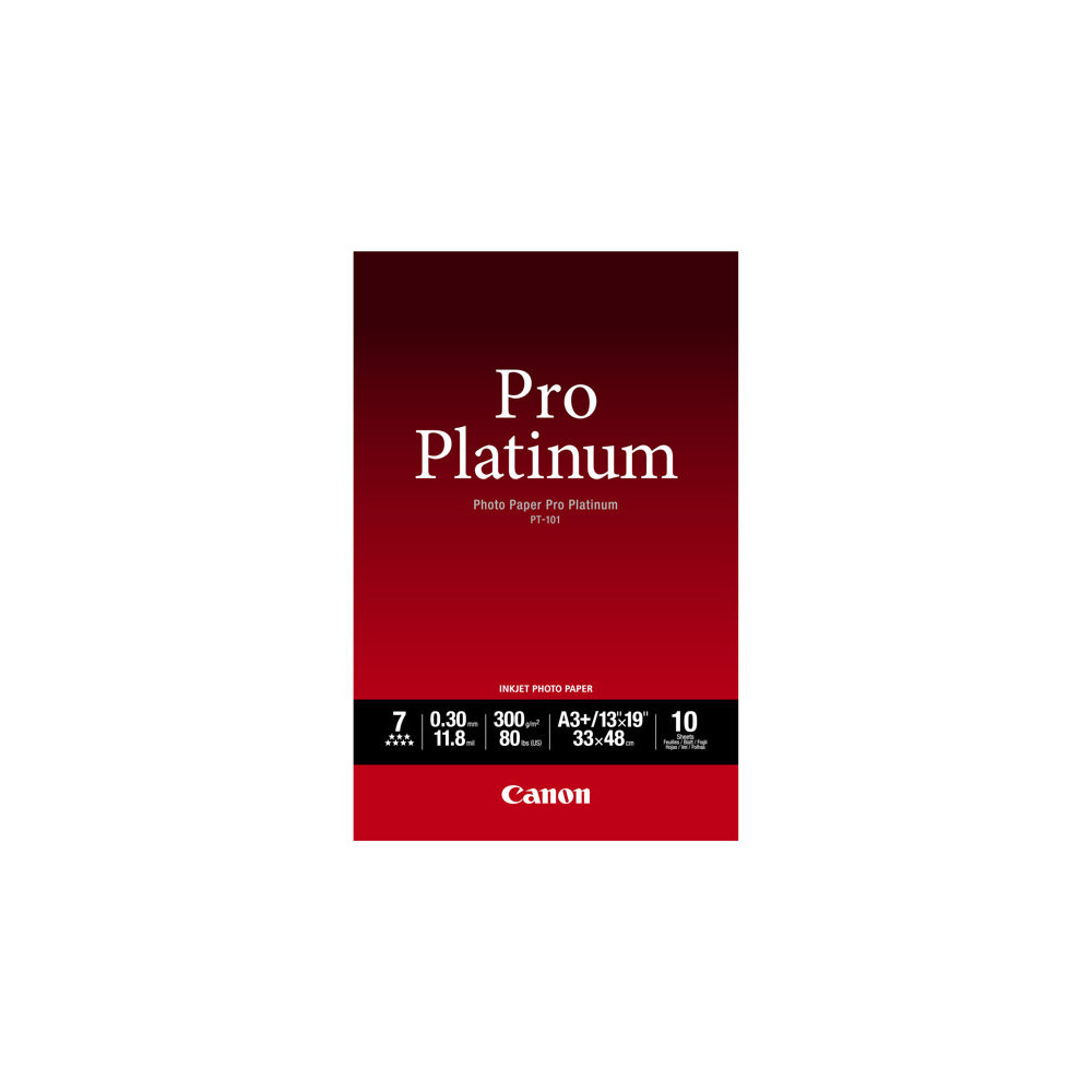 CANON PT-101 pro platinum photo  papier 300g/m2 A3+ 10 feuilles pack de 1