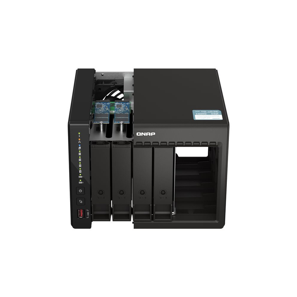 QNAP TS-453E-8G 4-bay desktop NAS Intel Celeron J6412 4C 2.0GHz burst 2.6GHz onboard 8Go RAM 2xHDMI 1.4b 2xM.2 2280 PCIe slots