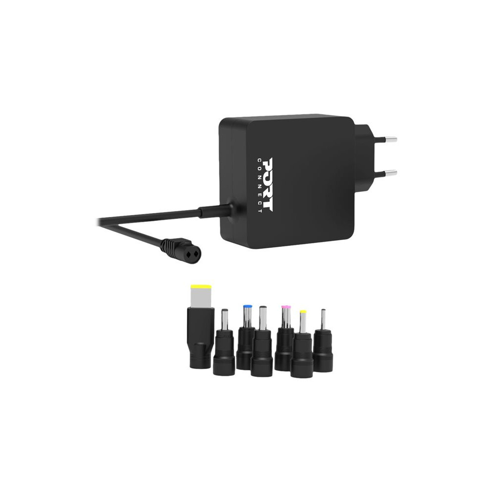 PORT DESIGNS Universal Power Adapter For Notebooks Up To 45W EU Plug 7 Universal Detachable Tips