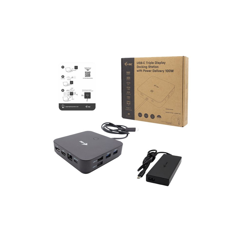 I-TEC USB-C HDMI Dual DP Docking Station with Power Delivery 100 W + i-tec Universal Charger 112 W