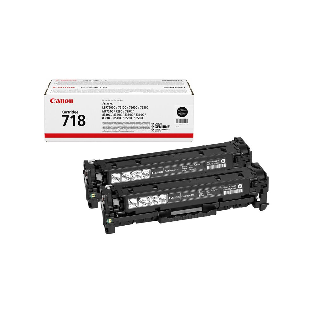 CANON 718 BK toner noir capacité standard 3.400 pages pack de 2