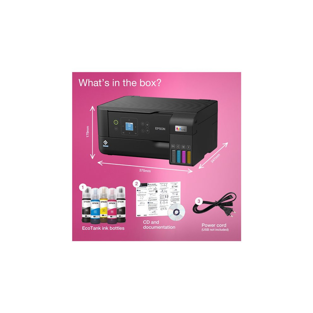 EPSON EcoTank ET-2840 MFP colour ink-jet ITS A4 15ppmprint 100 sheets USB Wi-Fi black