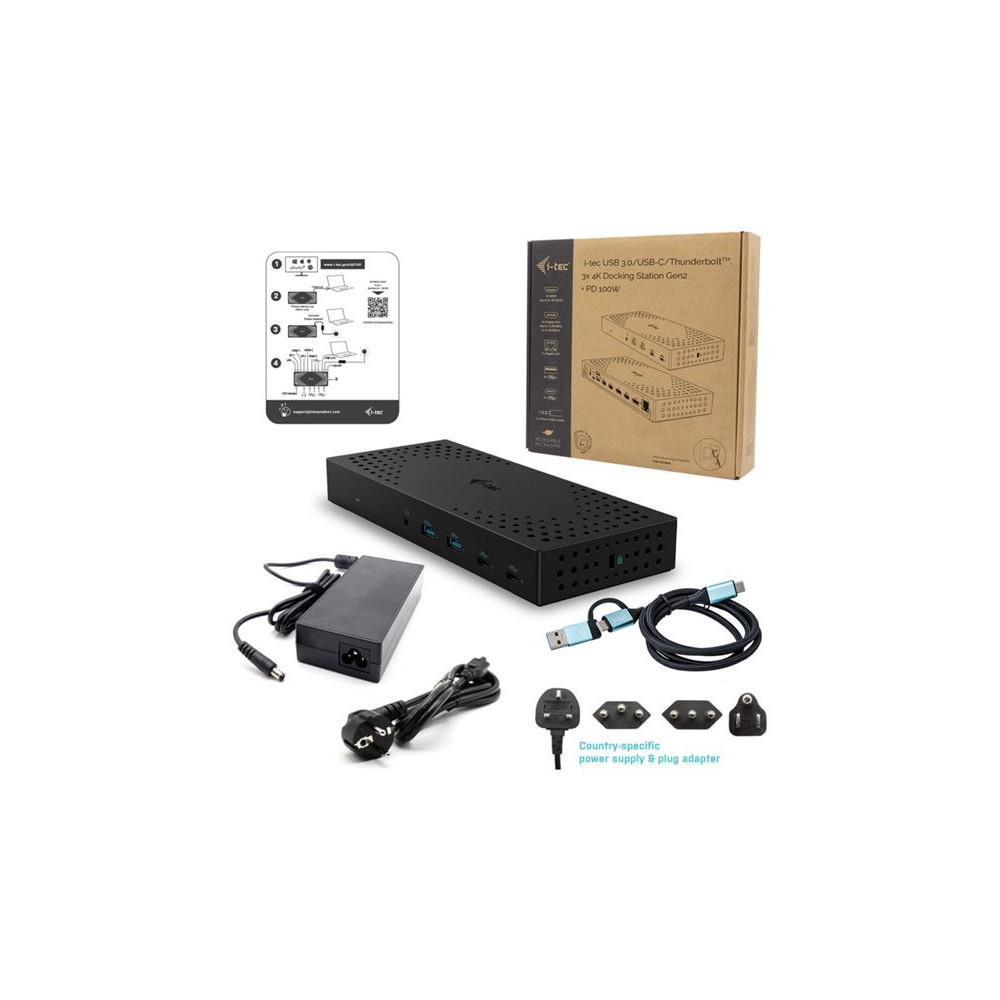 I-TEC USB 3.0 USB-C Thunderbolt 3x 4K Docking Station Gen 2 + Power Delivery 100W