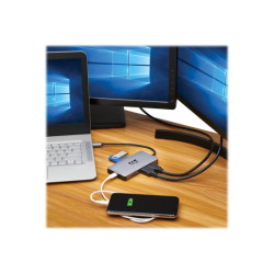 EATON TRIPPLITE USB-C Dock Dual Display - 4K 60Hz HDMI USB 3.2 Gen 1 USB-A Hub GbE Memory Card 100W PD Charging Gray
