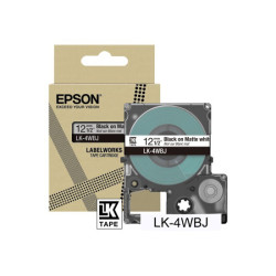 EPSON Matte Tape White/Black 12mm 8m LK-4WBJ