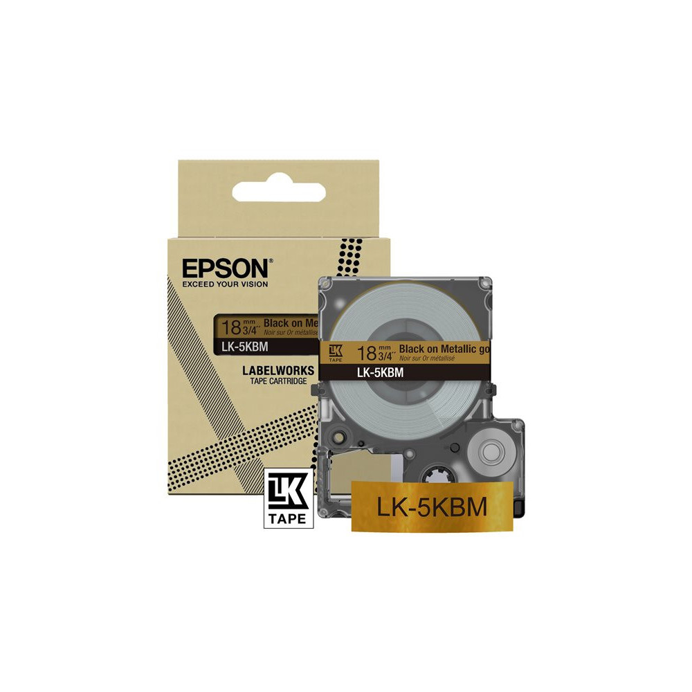 EPSON Metallic Tape Gold/Black 18mm 9m LK-5KBM redeal.fr