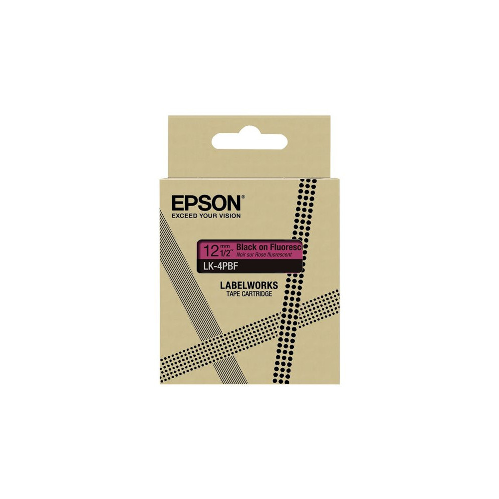 EPSON Colour Tape Fluorescent Pink/Black 12mm 5m LK-4PBF redeal.fr