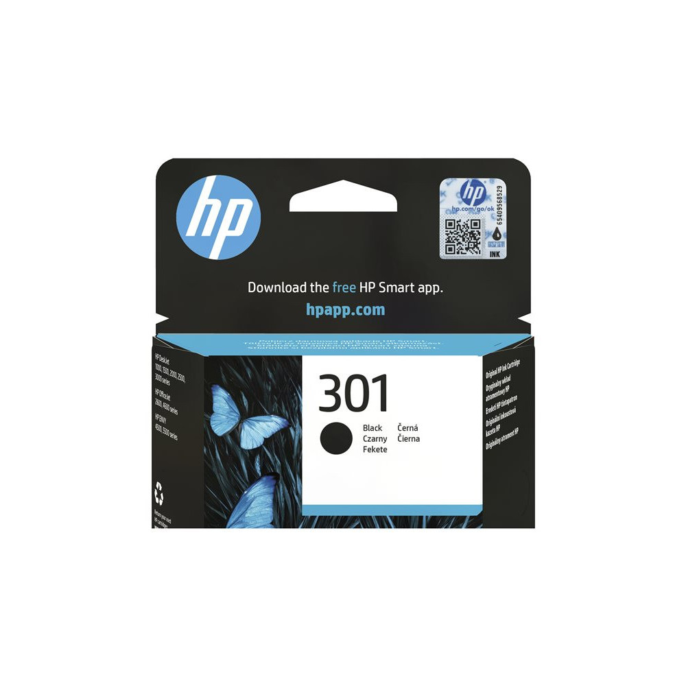 HP 301 original Ink cartridge CH561EE UUS black standard capacity 3ml 190 pages 1-pack