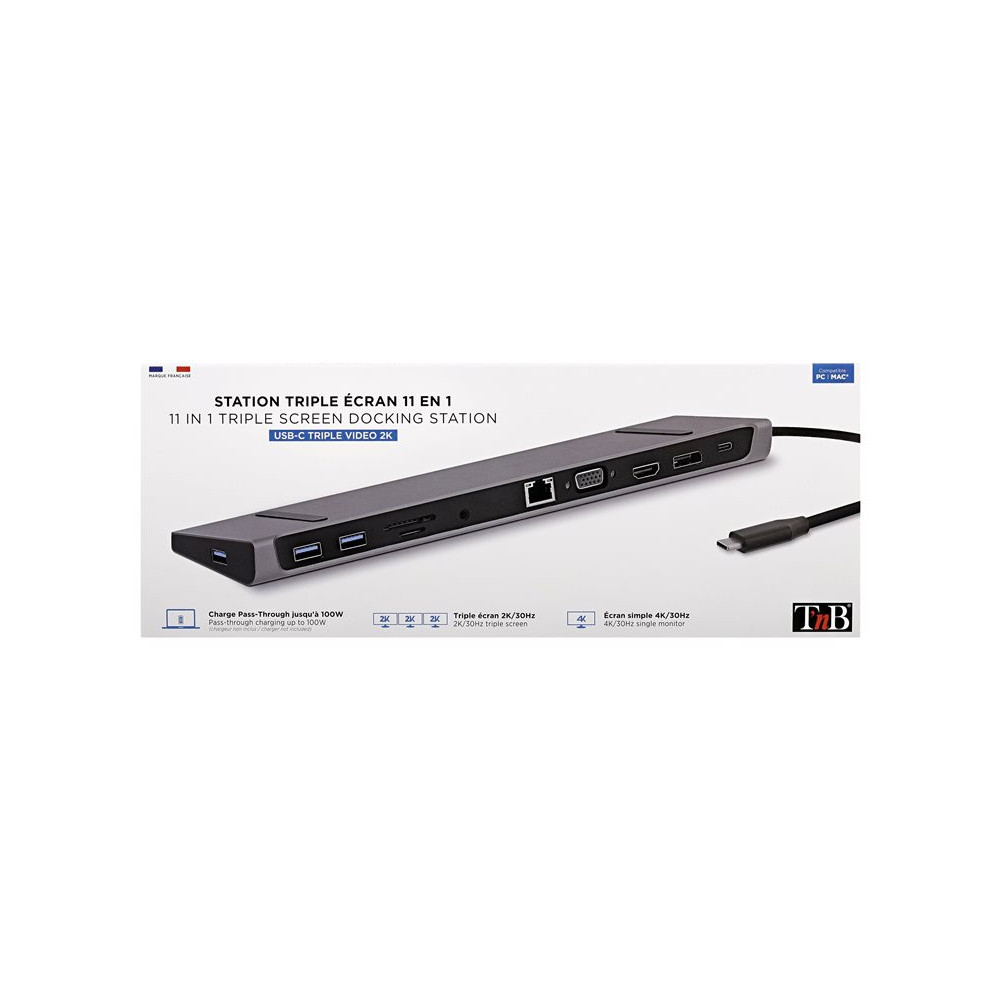 TNB 11in1 Triple Screen Docking Station Function Details 1x Hdmi 1x Displayport 1x VGA Resolution With 1 Screen Using Hdmi