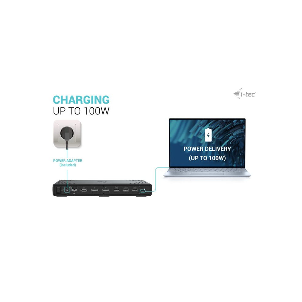 I-TEC USB-C Triple Display DS Gen2 2xDP 1xHDMI 1xGLAN 1xUSB 3.2 Gen2 2xUSB 3.2 Gen1 2xUSB-C Gen2 2xUSB 2.0 1xAudio/Mic PD100W
