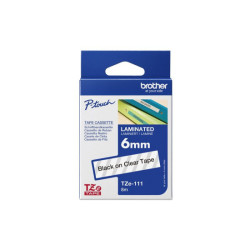 BROTHER P-TOUCH TZE-111 noir sur clear 6mm