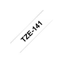 BROTHER P-TOUCH TZE-141 noir sur clear 18mm