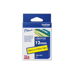 BROTHER P-TOUCH TZE-631 noir sur jaune  12mm