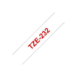 BROTHER P-TOUCH TZE-232 rouge sur blanc 12mm