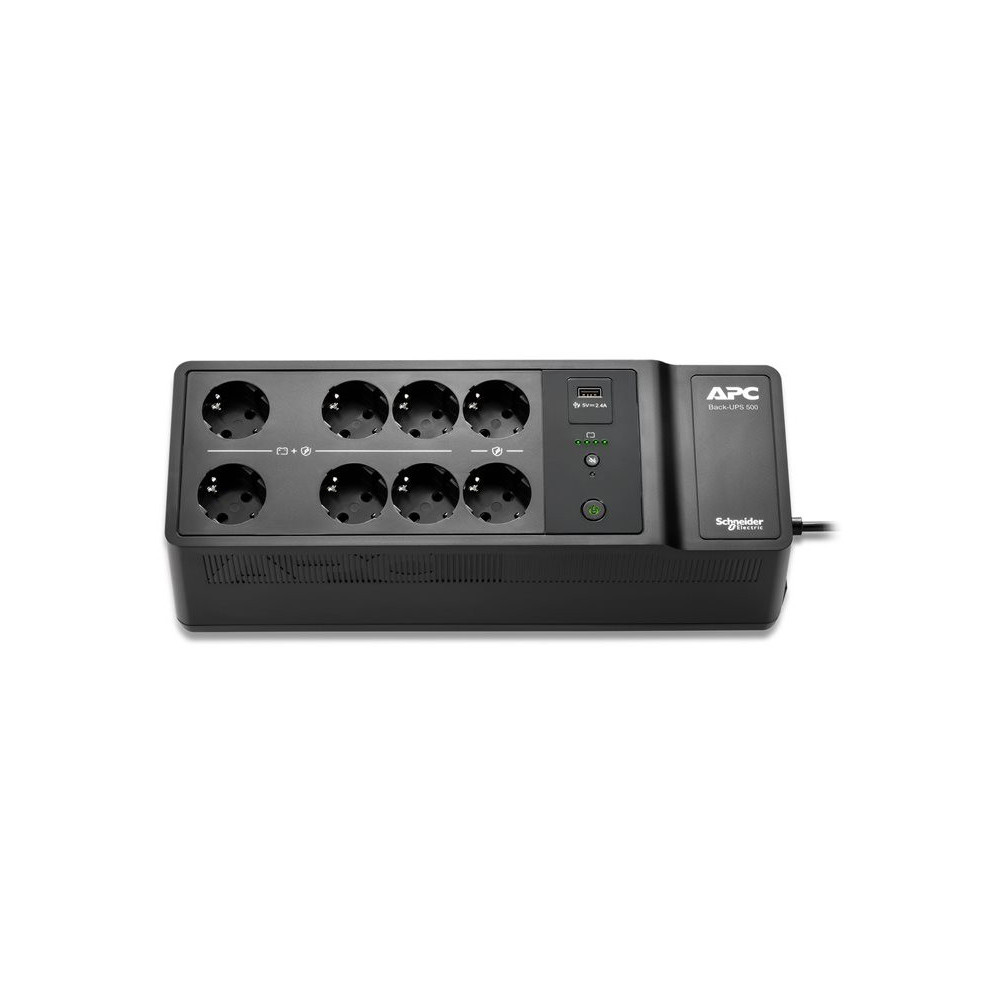 APC Back-UPS 500VA 8 schuko outlets 230V 1 USB charging port