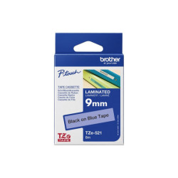 BROTHER P-TOUCH TZE-521 noir sur bleu 9mm