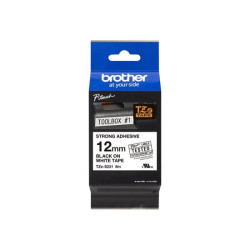 BROTHER P-TOUCH TZE-S231 noir sur blanc 12mm extra gluey