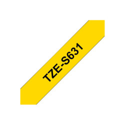 BROTHER P-TOUCH TZE-S631 noir sur jaune  12mm extra gluey
