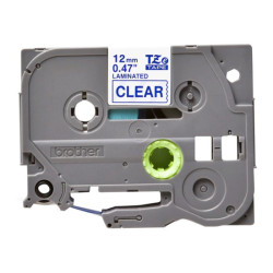 BROTHER Ruban TZe133 12mm Bleu sur fond Transparent Laminé 8M