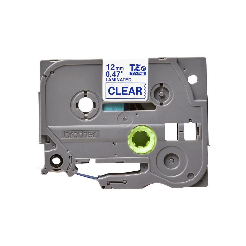 BROTHER Ruban TZe133 12mm Bleu sur fond Transparent Laminé 8M