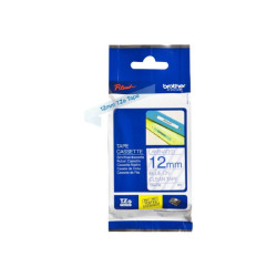 BROTHER Ruban TZe133 12mm Bleu sur fond Transparent Laminé 8M