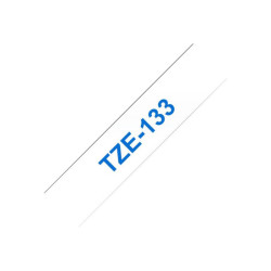 BROTHER Ruban TZe133 12mm Bleu sur fond Transparent Laminé 8M