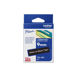 BROTHER P-TOUCH TZE-325 blanc sur noir  9mm