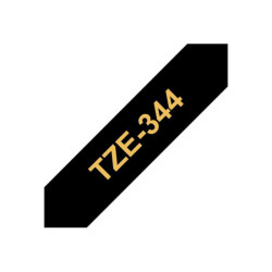 BROTHER P-TOUCH TZE-344 gold sur noir  18mm