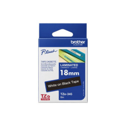 BROTHER P-TOUCH TZE-345 blanc sur noir  18mm