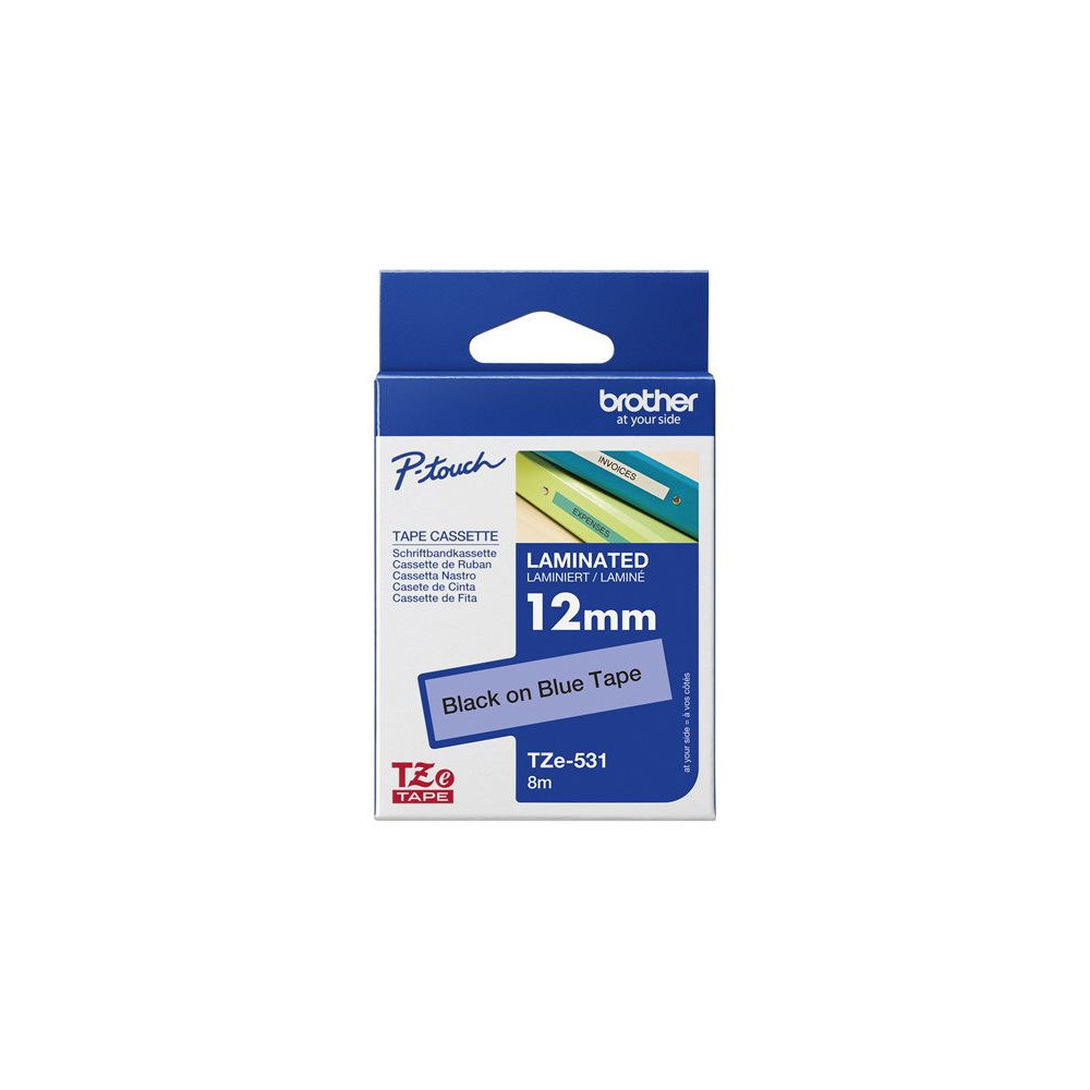 BROTHER P-TOUCH TZE-531 noir sur bleu 12mm