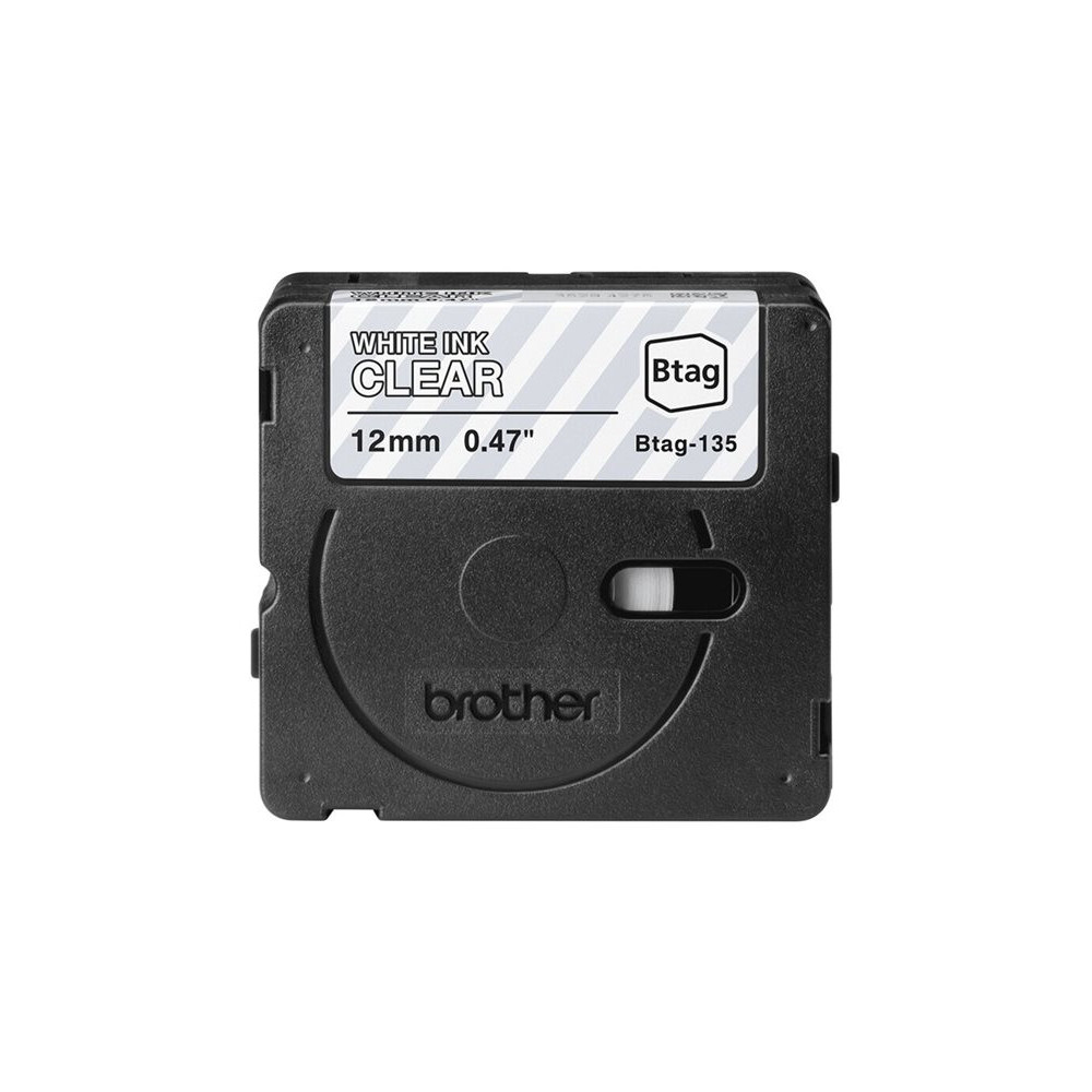BROTHER 12MM BTAG135 Tape White on Transparent redeal.fr