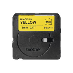 BROTHER 12MM BTAG631 Ribbon Black on Yellow