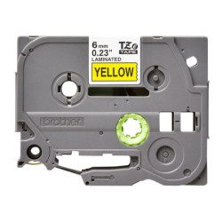 BROTHER P-TOUCH TZE-611 noir sur jaune  6mm