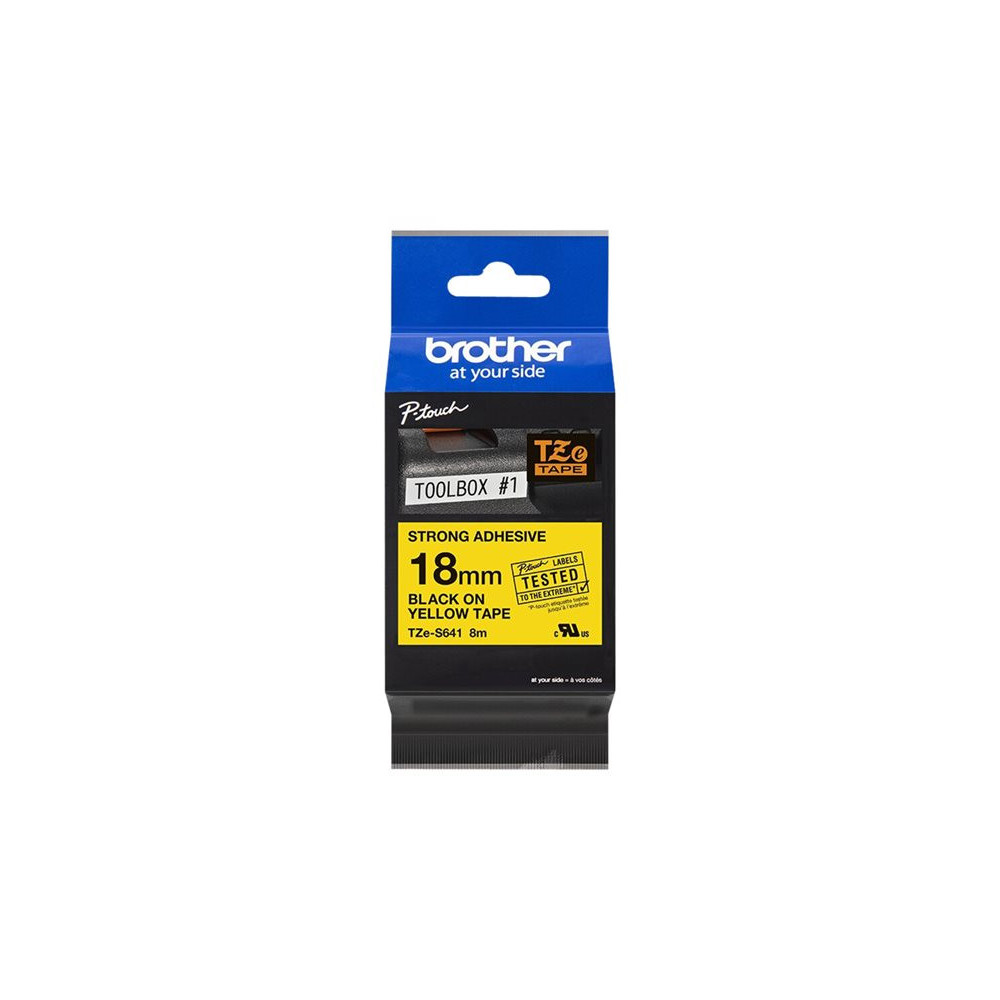 BROTHER P-TOUCH TZE-S641 noir sur jaune  18mm extra gluey