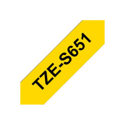BROTHER P-TOUCH TZE-S651 noir sur jaune  24mm extra gluey