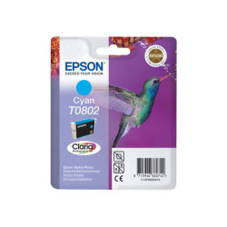 EPSON 1LB T0802 ink cartridge cyan standard capacity 7.4ml 935 pages 1-pack blister without alarm