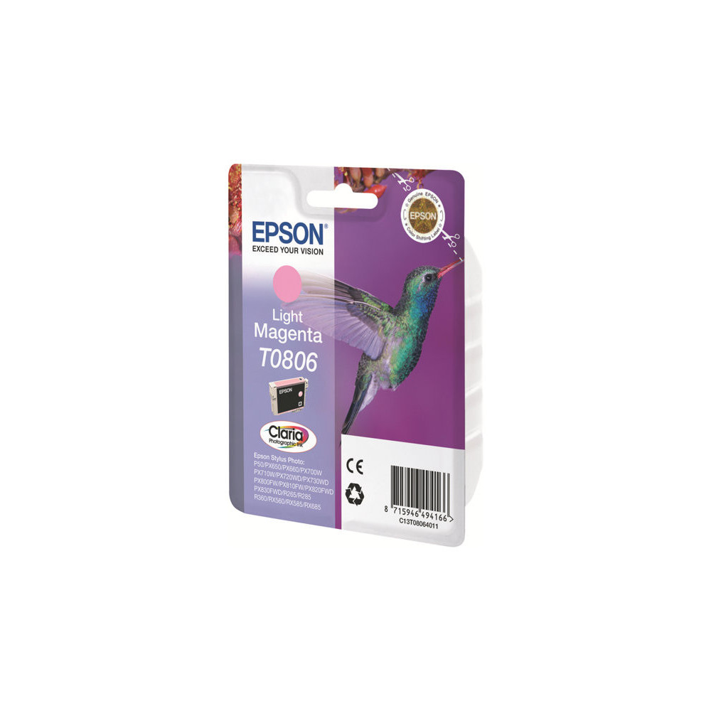 EPSON 1LB T0806 ink cartridge light magenta standard capacity 7.4ml 685 pages 1-pack blister without alarm