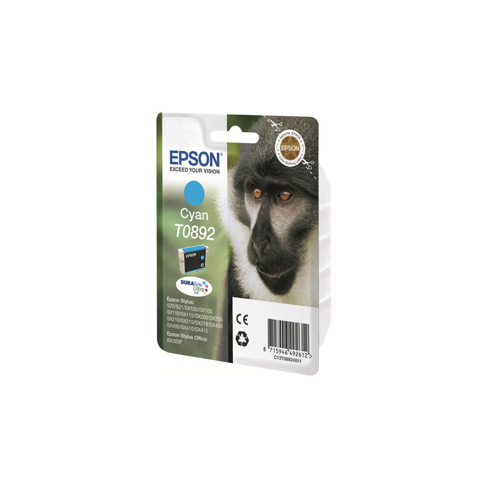 EPSON 1LB T0892 ink cartridge cyan low capacity 3.5ml 1-pack blister without alarm redeal.fr