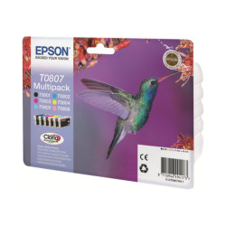 EPSON 3LB T0807 ink cartridge black and five colour standard capacity black and colour: 7.4ml 6-pack blister without alarm