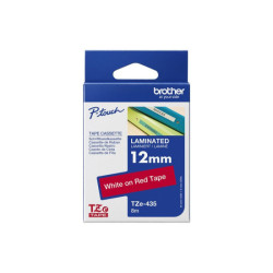 BROTHER P-TOUCH TZE-435 blanc sur rouge 12mm